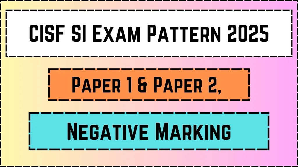CISF SI Exam Pattern 2025
